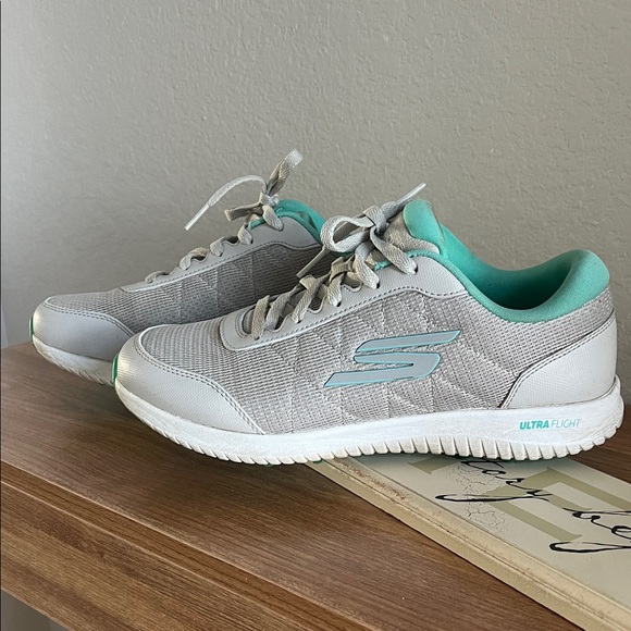 Skechers Women's Gray and Teal Golf Shoes - Picture 2 of 8